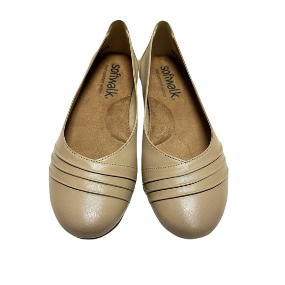 NEW SoftWalk Womens Size 6 Mocha Leather Safi Ballet Flat Arch Support $105 - Picture 2 of 9